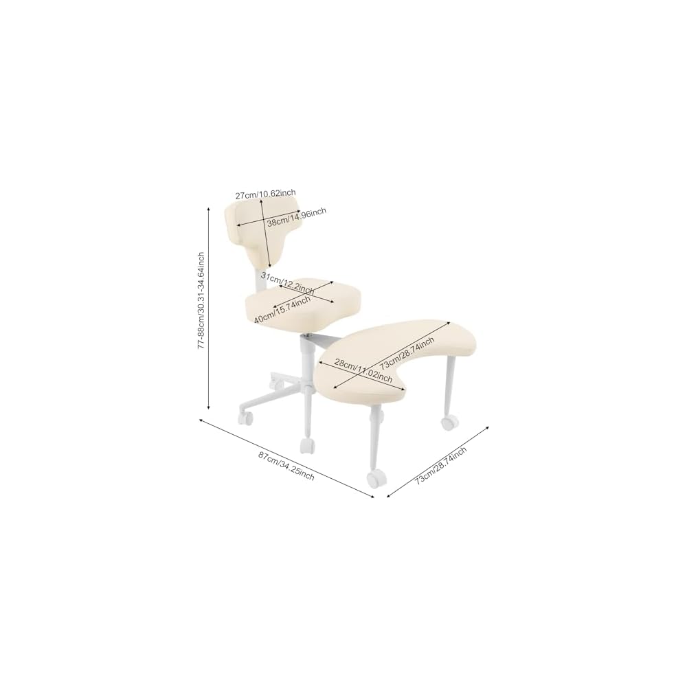 Cross Legged Office Chair, Ergonomic Criss Cross Desk Chair, Height Adjustable ADHD Chairs with 360°Rotating Footrest, Meditation Yoga Kneeling Chairs for Home Office Study (White)