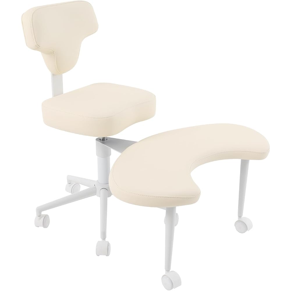 Cross Legged Office Chair, Ergonomic Criss Cross Desk Chair, Height Adjustable ADHD Chairs with 360°Rotating Footrest, Meditation Yoga Kneeling Chairs for Home Office Study (White)