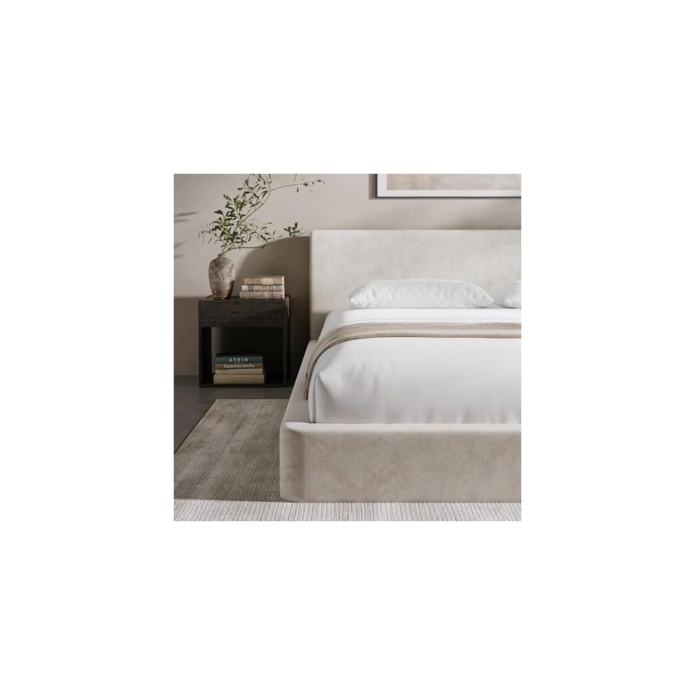 RECCI AirFrame King Upholstered Bed Frame with Ergonomic Angled Headboard