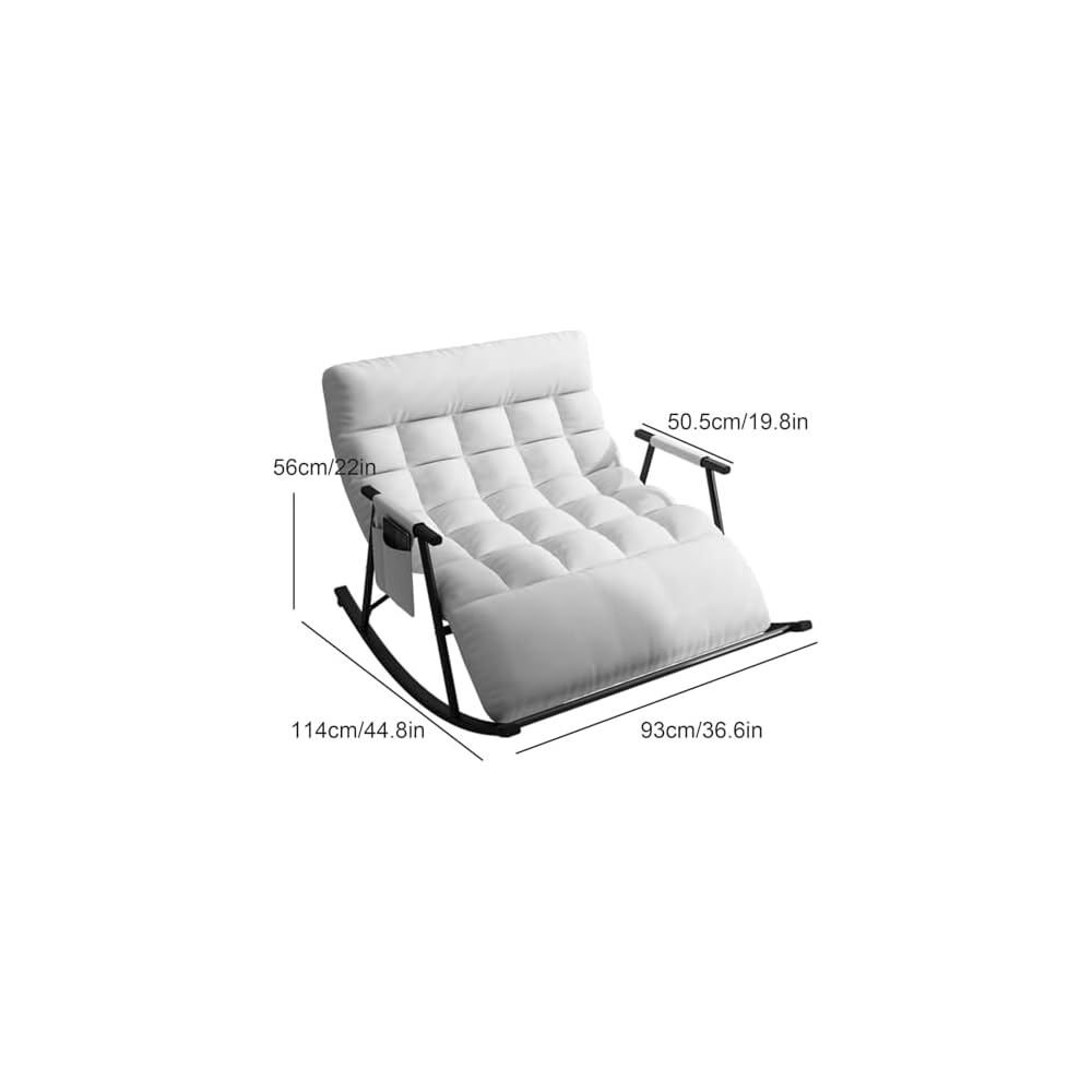 Cozy Modern Rocking Chair with Soft Cushion for Living Room, Bedroom & Outdoor - Zero Gravity Lounge Chair with Armrests (Off White, Black Legs)
