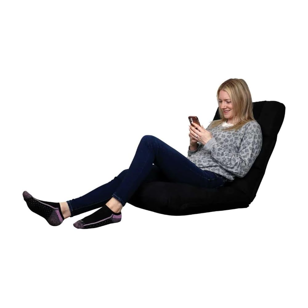 Relaxus Ohm Chair Adjustable Portable Floor Chair, High-Density Poly-Fill Cushioning, Padded Frame with Back Support, Folding Sofa Chair, Padded Bed, Recliner, Gaming, Meditation, Recliner. Carry Bag