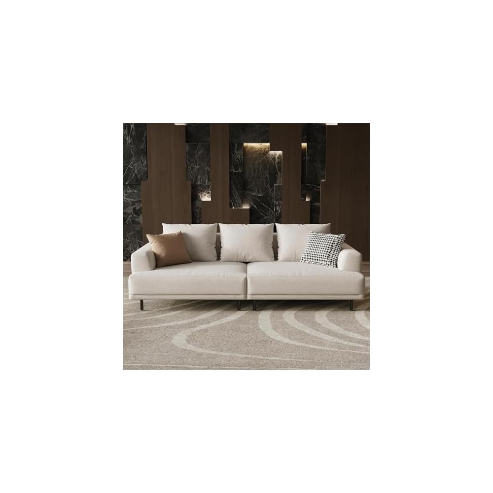 82.67" 3-Seater Sectional Sofa Cream Fabric with Metal Legs