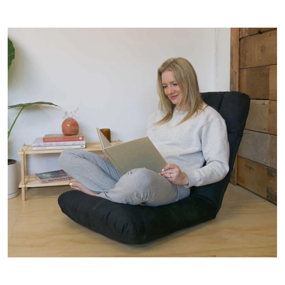 Relaxus Ohm Chair Adjustable Portable Floor Chair, High-Density Poly-Fill Cushioning, Padded Frame with Back Support, Folding Sofa Chair, Padded Bed, Recliner, Gaming, Meditation, Recliner. Carry Bag