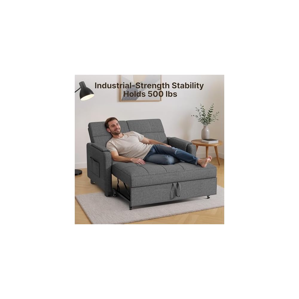 Gizoon Convertible Sofa Bed Modern Couch Bed & Small Loveseat Sleeper, Grey