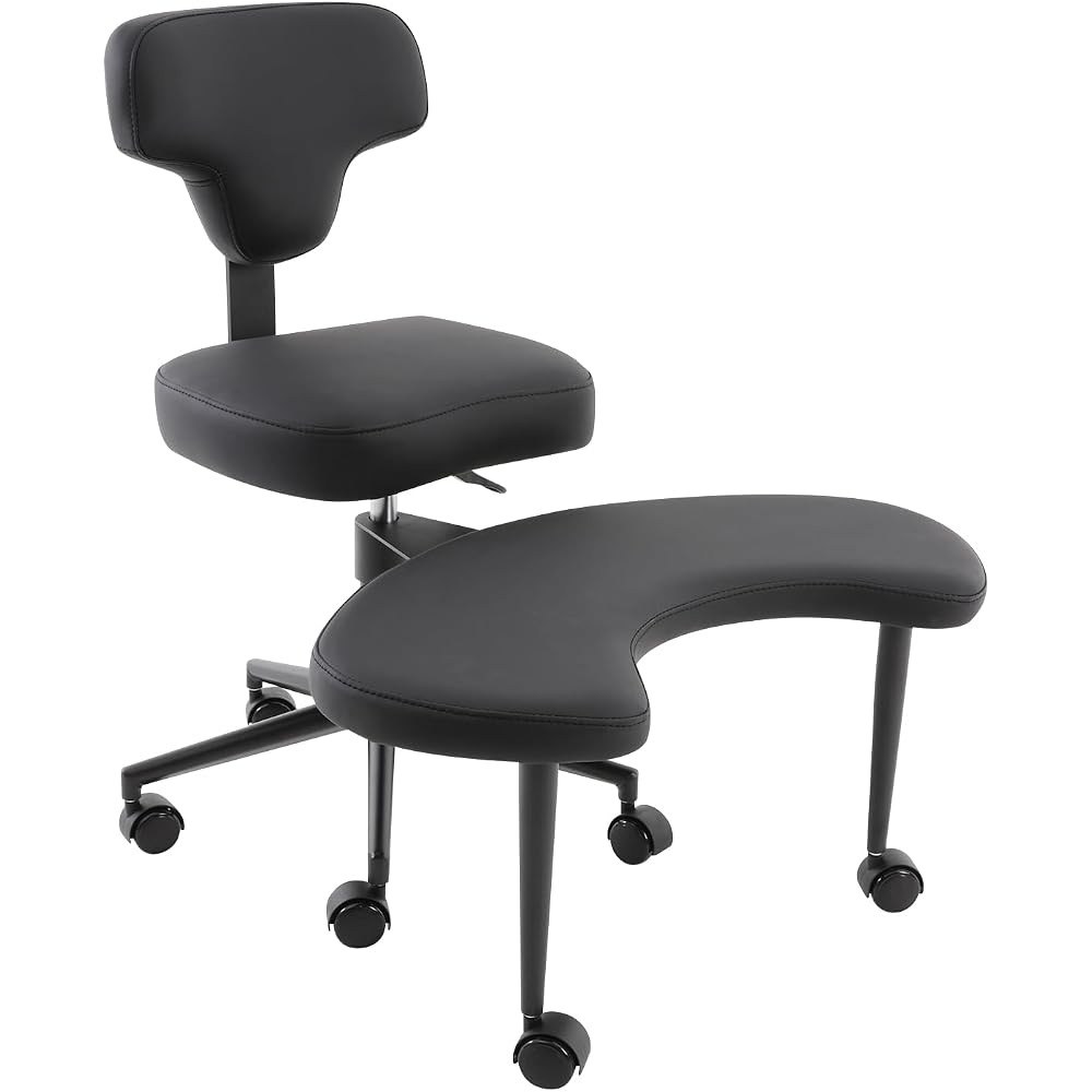 Cross Legged Office Chair, Ergonomic Criss Cross Desk Chair, Height Adjustable ADHD Chairs with 360°Rotating Footrest, Meditation Yoga Kneeling Chairs for Home Office Study (White)