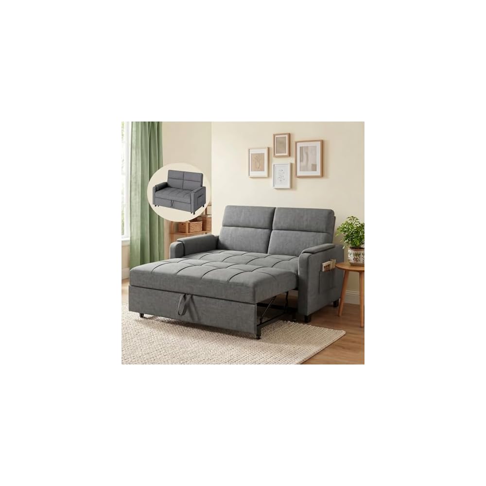 Gizoon Convertible Sofa Bed Modern Couch Bed & Small Loveseat Sleeper, Grey