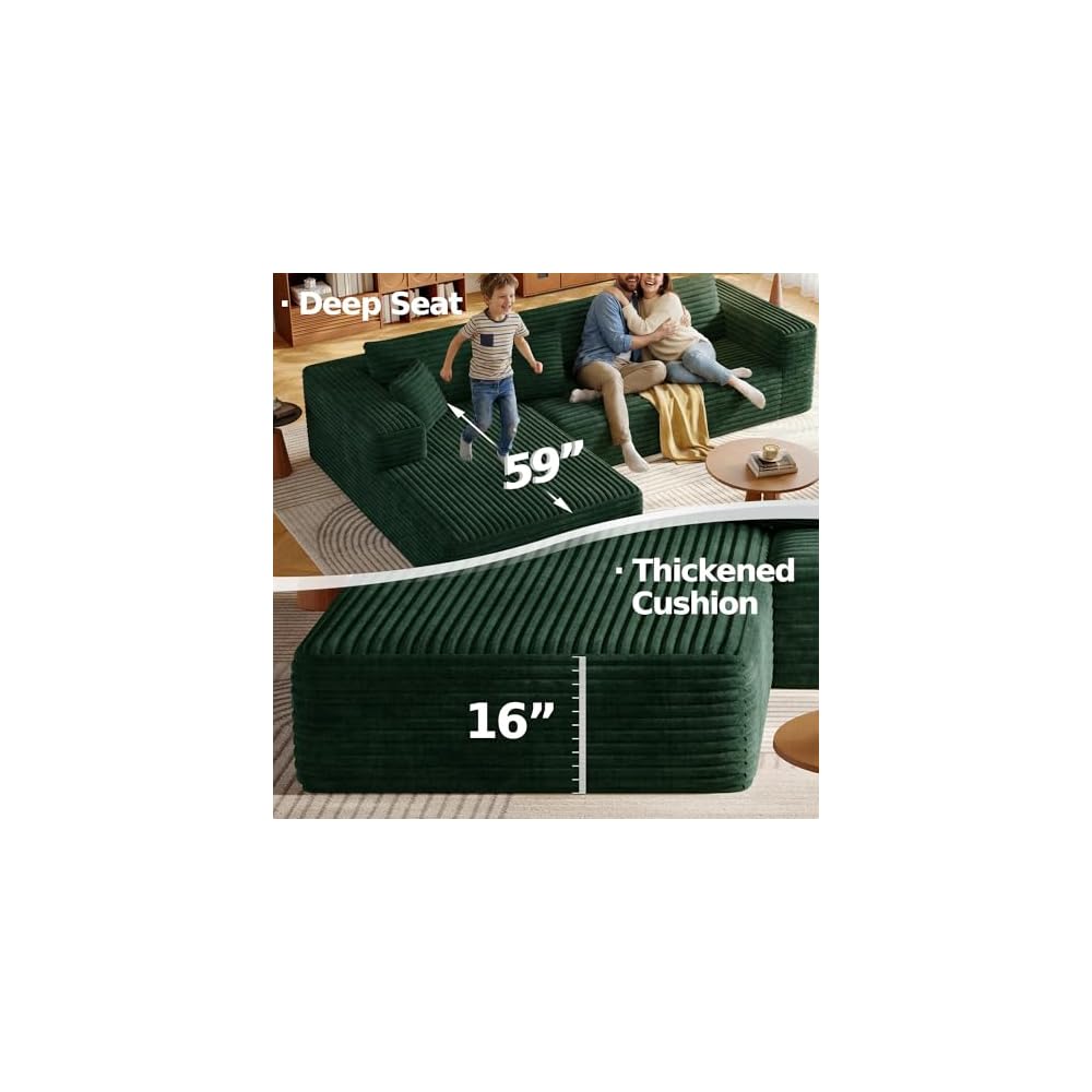 108.2" Boneless L-Shaped Modular Cloud Sectional Sofa for Living Room
