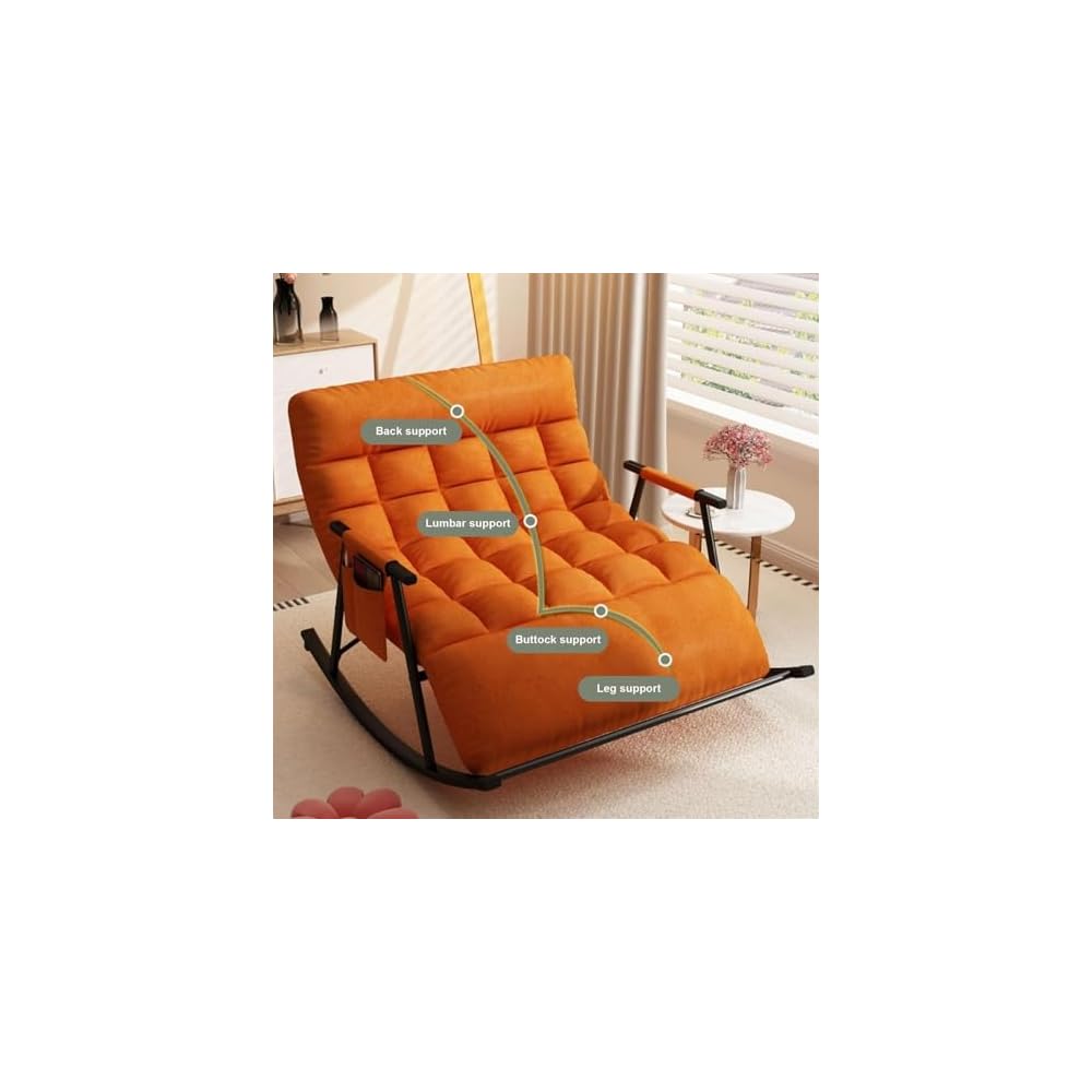 Cozy Modern Rocking Chair with Soft Cushion for Living Room, Bedroom & Outdoor - Zero Gravity Lounge Chair with Armrests (Off White, Black Legs)