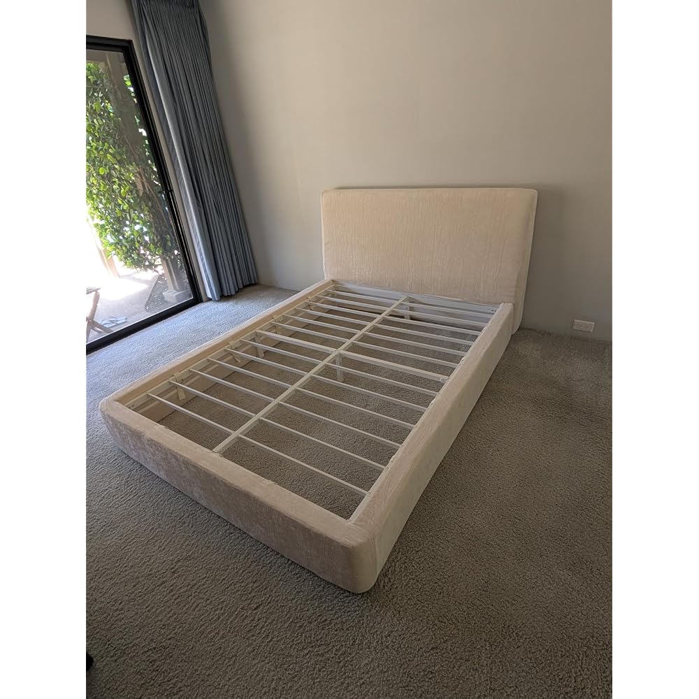 RECCI AirFrame King Upholstered Bed Frame with Ergonomic Angled Headboard