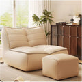 PU Lounge Chair American Luxury Home Furnishings Lying Down Sleeping Leisure Retro Caterpillar Lazy Sofa 110° Ergonomic Floor Recliner Single Seat Beanbag for Living Room Bedroom （with Footstool）