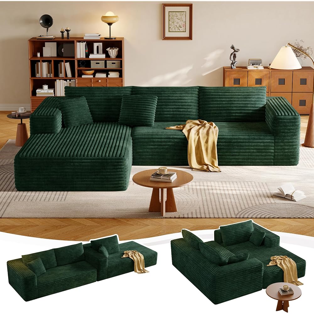 108.2" Boneless L-Shaped Modular Cloud Sectional Sofa for Living Room
