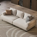 82.67" 3-Seater Sectional Sofa Cream Fabric with Metal Legs