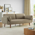 Convertible Futon Couch Sleeper Sofa Bed, Corduroy Fabric Modern 2-Seater Loveseat Tufted Sleep Lounge Sofa with Adjustable Backrest for Living Room, Bedroom, Apartment -Khaki